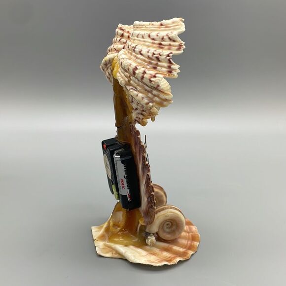 Vintage Owl Shell Art Clock Handmade Kitsch Souvenir 1970s - Picture 5 of 16